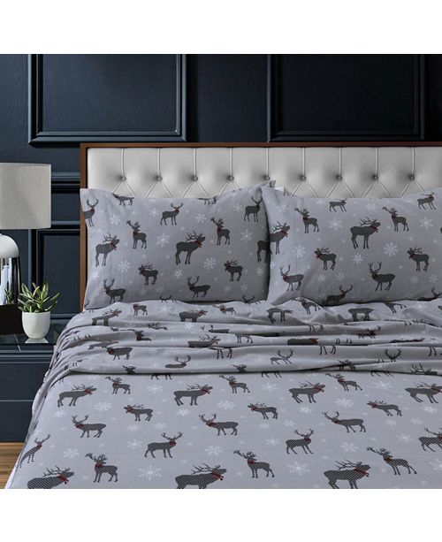 Tribeca Living Holiday Print Heavyweight Flannel Extra Deep Pocket