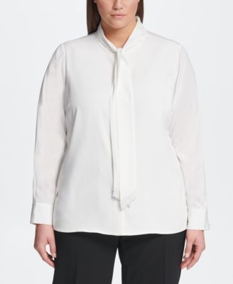 Calvin Klein - Plus Size Tie-Neck Blouse