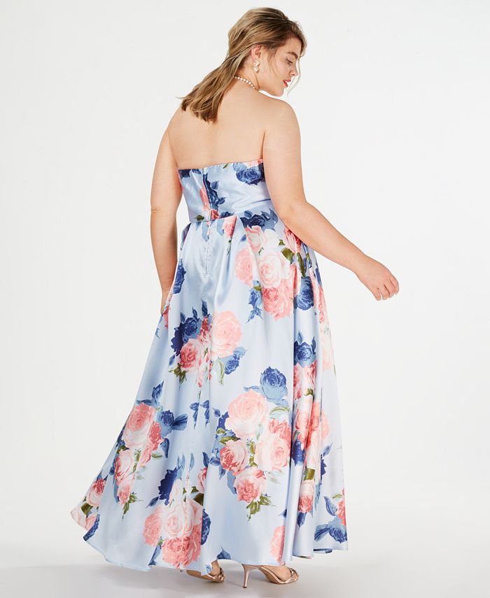 Speechless Trendy Plus Size Strapless Floral-Print Gown - Macy's