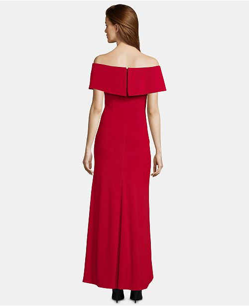 xscape floral ruffled gown