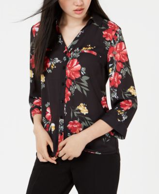 BCX - Juniors' Printed Button-Front Shirt
