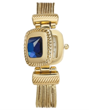image of Charter Club Women-s Gold-Tone Blue Stone Multi-Chain Flip Watch 31mm, Created for Macy-s