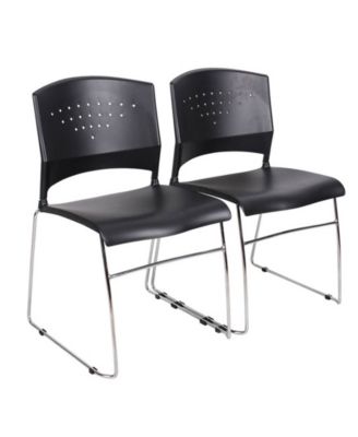 Black Stack Chair With Chrome Frame, set of 2
