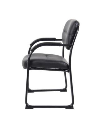 Leather Sled Base Side Chair W/ Arms