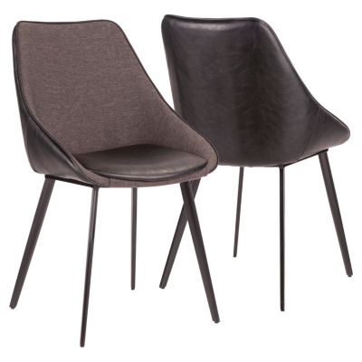 Marche TwoTone Chair in Faux Leather and Fabric Set of 2