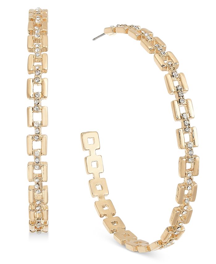 Thalia Sodi GoldTone Crystal Chain Link Large Hoop Earrings , Created