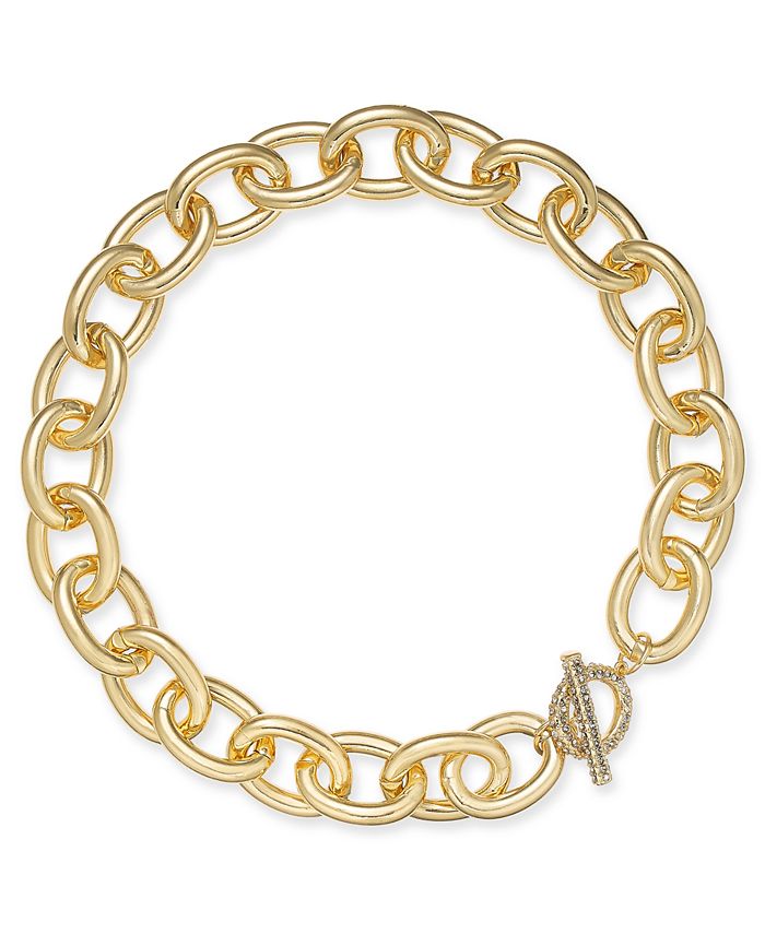I.N.C. International Concepts Gold Tone Pav Toggle Chain Link 18
