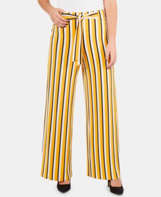 NY Collection - Petite Striped Tie-Front Pants
