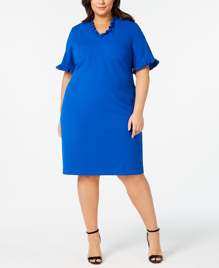 Calvin Klein Plus Size Ruffled Sheath Dress - Macy's