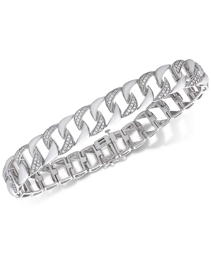 Macy's Men's Diamond Link Bracelet (1/2 ct. t.w.) in Sterling Silver
