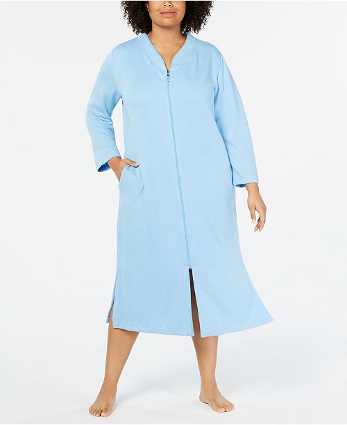 Miss Elaine Plus Size Quilted Long Zip Robe & Reviews Macy's