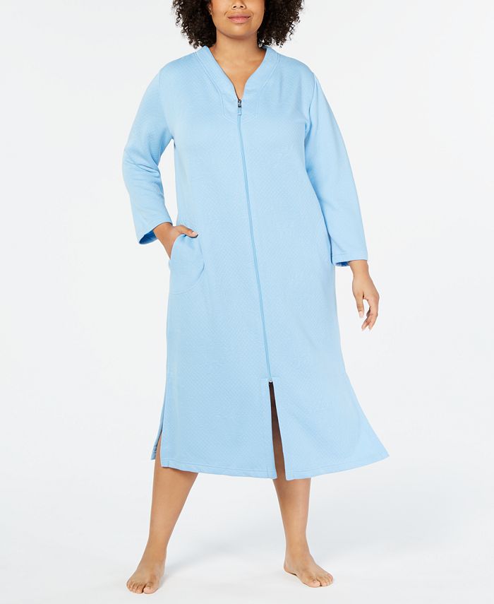 Miss Elaine Plus Size Quilted Long Zip Robe Macy's