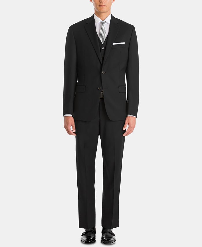 Men's UltraFlex Classic-Fit Black Wool Suit Separates