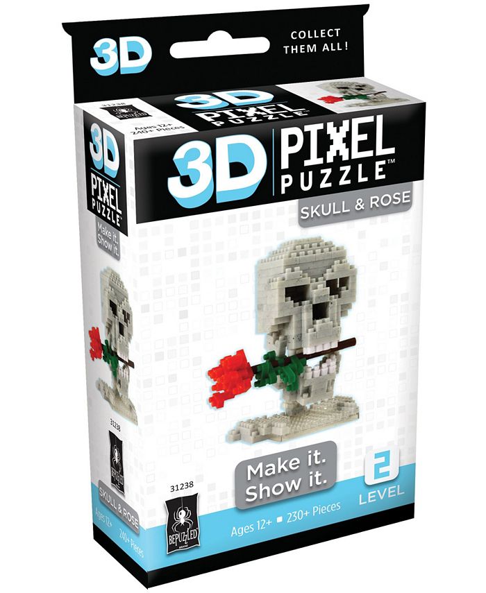 BePuzzled 3D Pixel Puzzle Skull and Rose 230 Piece Macy's