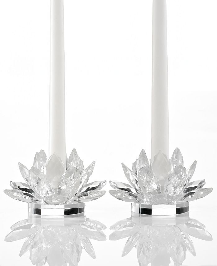 2 Gorham Candlestick Holders High Quality Crystal Lotus Pattern  7" Tall 
