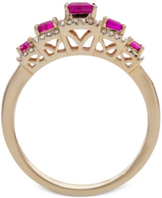 Sapphire (3/4 ct. t.w.) & Diamond (1/6 ct. t.w.) Ring in 14k Gold (Also Available in Ruby & Emerald)