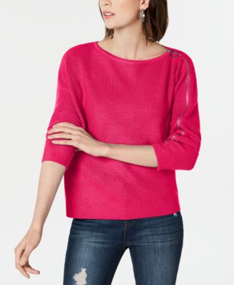 off the shoulder zipper sweater