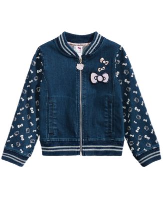 Hello Kitty Little Girls Denim Knit Jacket - Macy's