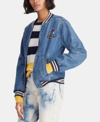 Polo Ralph Lauren Cotton Denim Bomber Jacket - Macy's