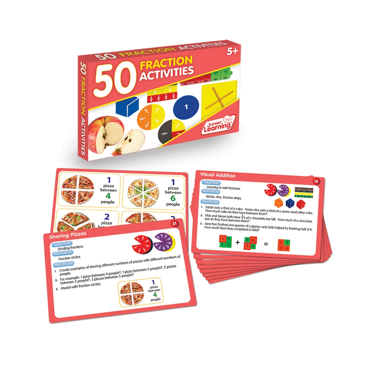 Junior Learning Kids' 50 Fraction Activities Learning Set In Multi