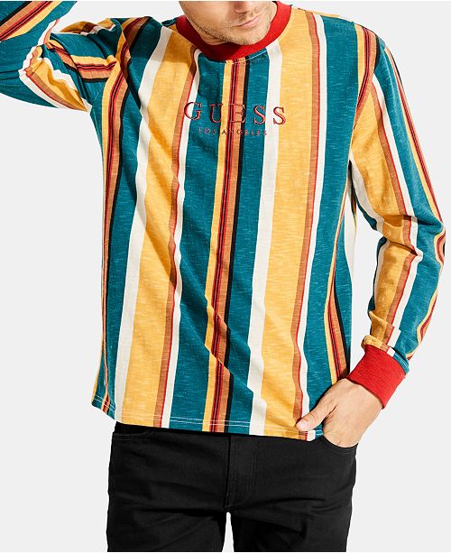 GUESS Men's Long-Sleeve Striped T-Shirt & Reviews - T-Shirts - Men - Macy's