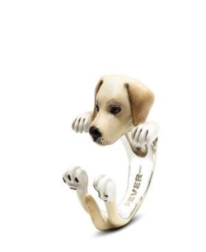 image of Labrador Retriever Hug Ring in Sterling Silver and Enamel