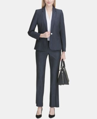 Le Suit Womens Stretch Crepe 1 Button Shawl Collar Pant Suit