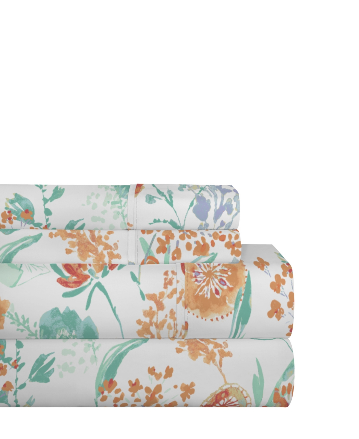 Celeste Home Luxury Weight Printed Cotton Flannel Sheet Set Twin In Peach Bliss