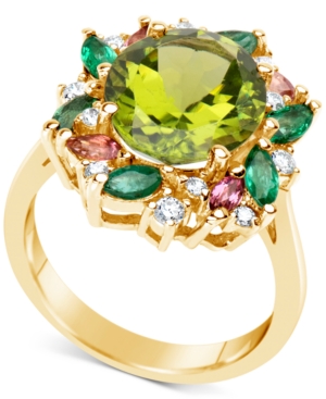 image of Multi-Gemstone (5-1/2 ct. t.w.) & Diamond (1/5 ct. t.w.) Ring in 14k Gold