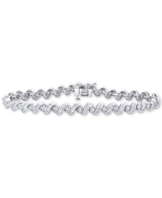 Macy's Diamond Swirl Link Bracelet (1 ct. t.w.) in Sterling Silver - Macy's
