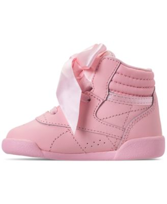 Reebok Toddler Girls' Freestyle High Top Satin Bow Casual Sneakers