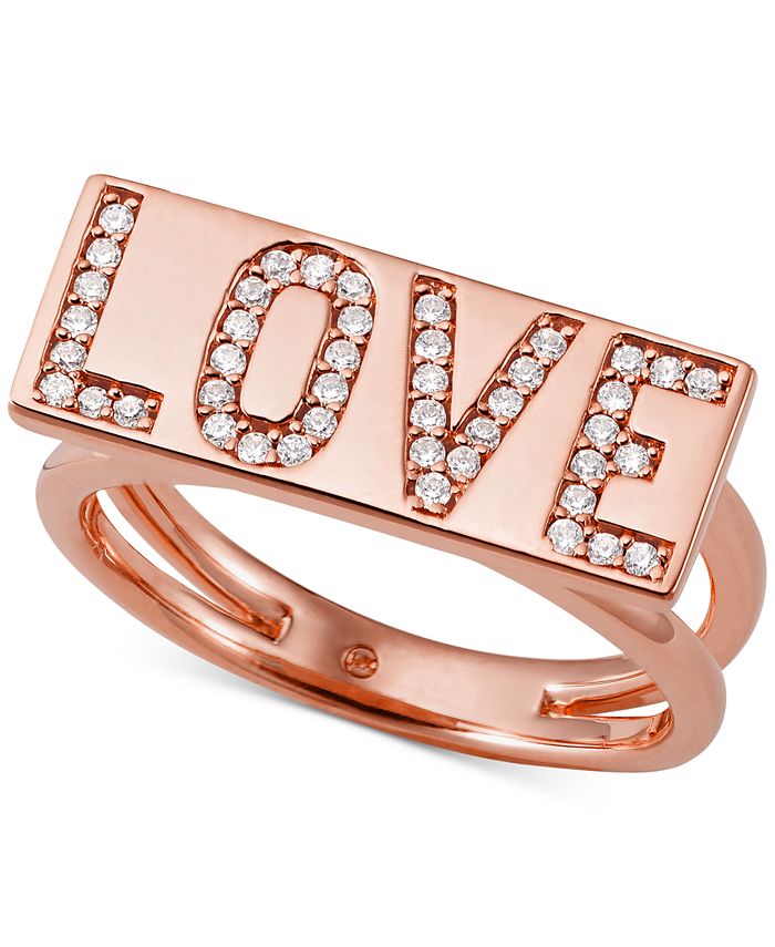 forbrug Udholde Mentalt Michael Kors Rose Gold-Tone Sterling Silver Pavé Love Statement Ring &  Reviews - Rings - Jewelry & Watches - Macy's