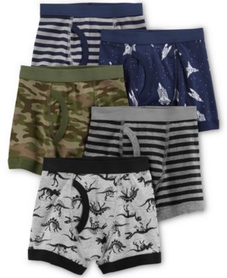 Carter's 5pc Kid Boy Navy, Grey Dino Striped Cotton Boxer Briefs (NEW CODE) main image 1