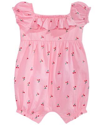First Impressions - Baby Girls Cotton Cherry-Print Romper