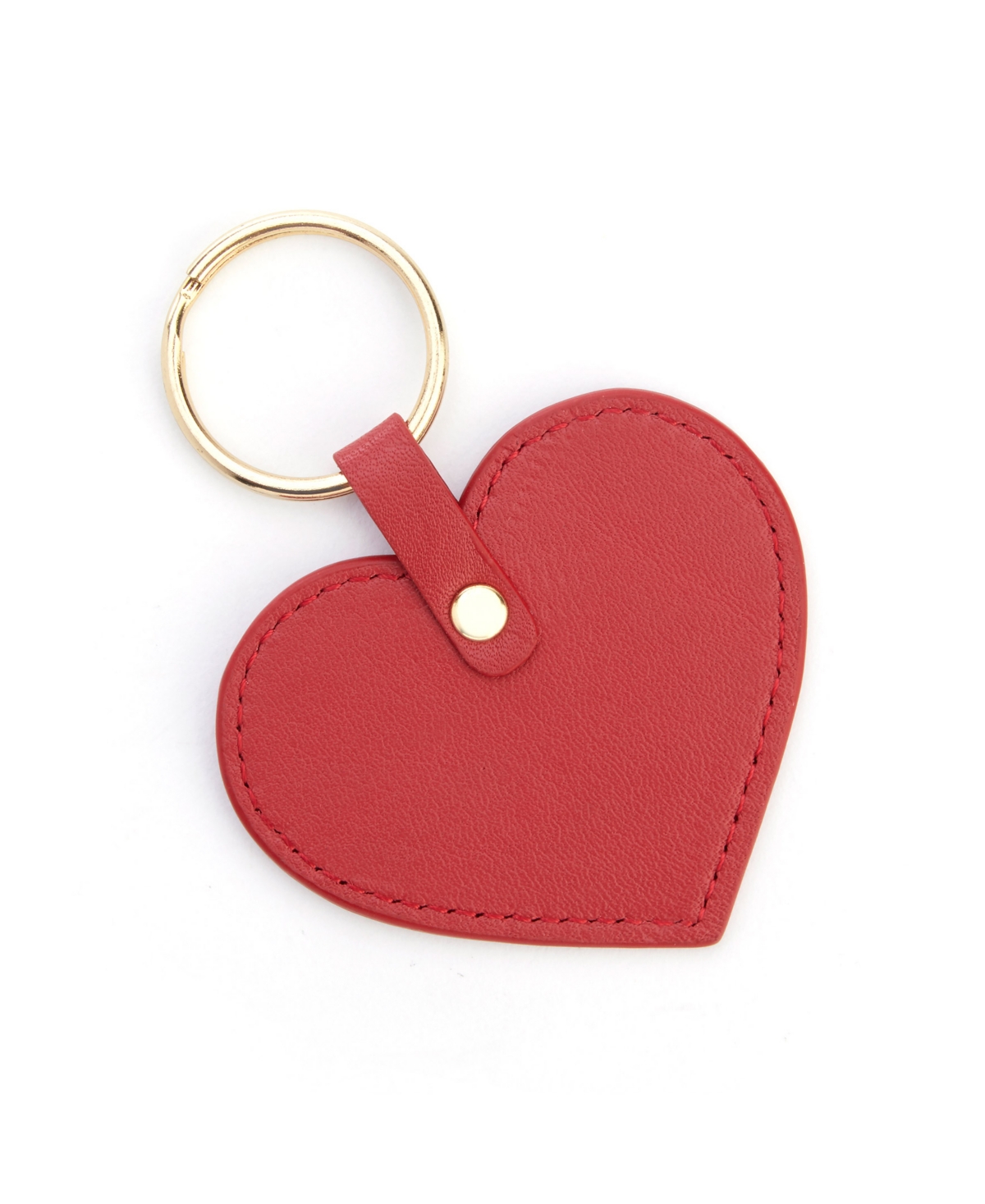 Heart Shaped Leather Key Fob - Red
