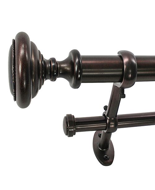 Decopolitan 1 Inch Knob Telescoping Double Curtain Rod Set 72 To
