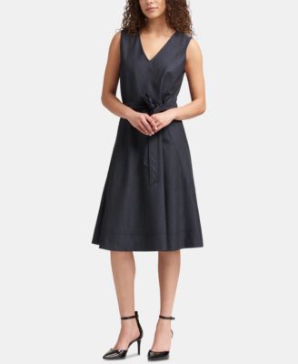 DKNY - Denim V-Neck A-Line Dress