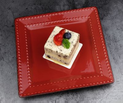 16 Piece Square Beaded Stoneware Dinnerware set, Service for 4