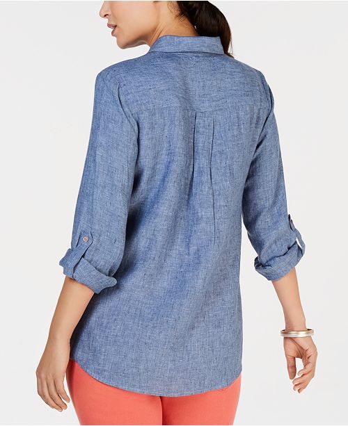 Charter Club Petite Linen Button-Front Shirt, Created for Macy's ...