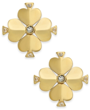 image of Kate Spade New York Gold-Tone Crystal Flower Stud Earrings