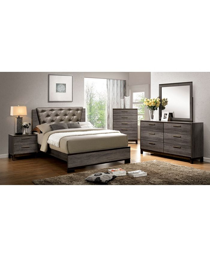 Furniture of America Charlsie Queen Tufted Bed - Macy's