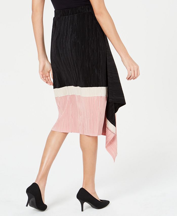 Alfani Petite Pleated Colorblocked Skirt, Created for Macy's - Macy's