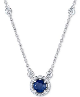 Macy's - Gemstone and White Topaz (1/2 ct. t.w.) 18" Pendant Necklace in Sterling Silver
