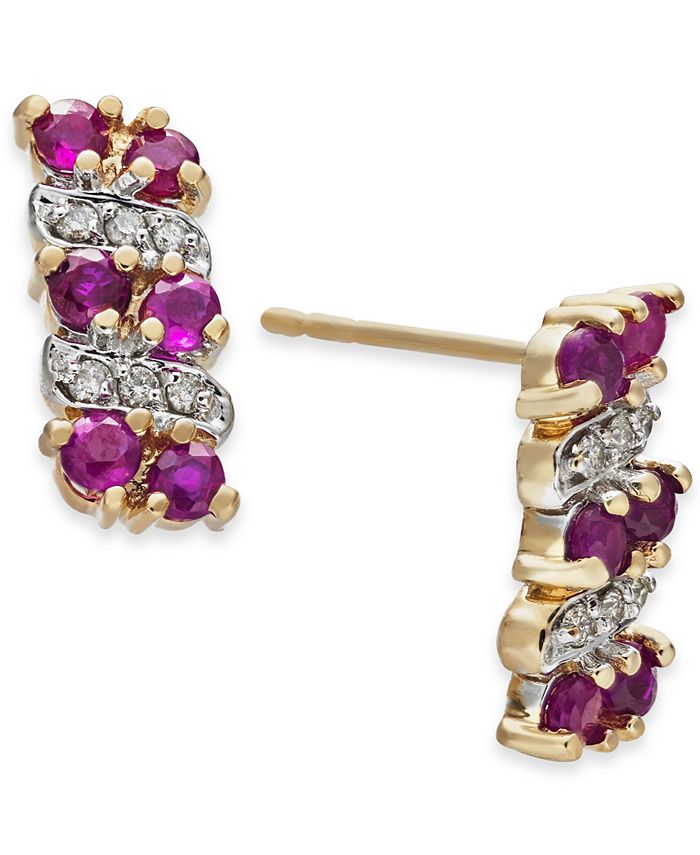 Macy's Ruby (5/8 ct. t.w.) & Diamond Accent Drop Earring in 14k Gold - Macy's