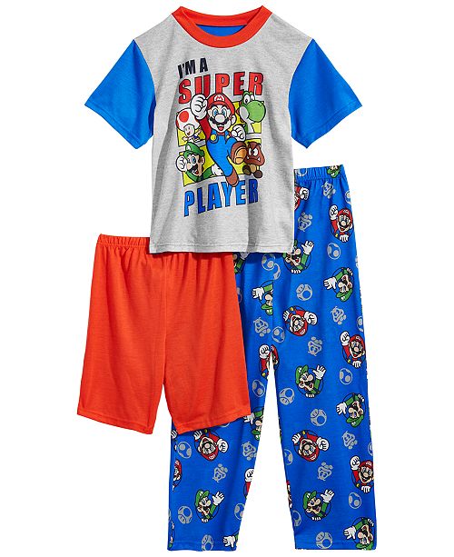 Ame Mario Bros Little Big Boys 3 Pc Super Mario Pajama Set