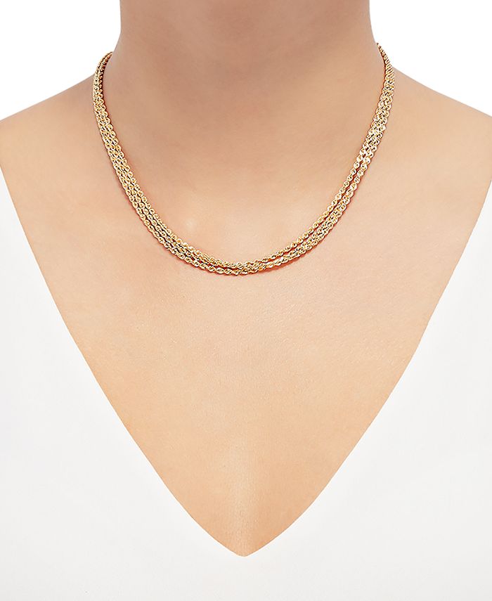 Macy's Diamond Accent Triple Rope 17" Chain Necklace in 14k Gold Macy's