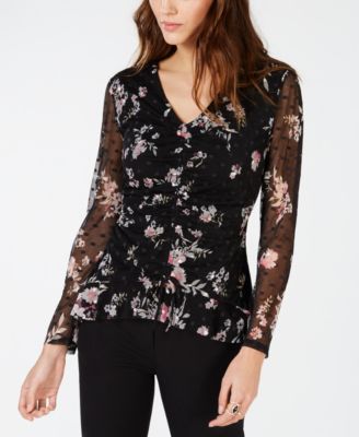 I.N.C. Front-Ruched Tie-Hem Top, Created for Macy's - Macy's