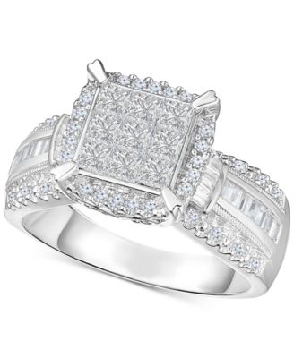 Macy's - Diamond Multi-Shaped Stone Bridal Ring (1 ct. t.w.) in 14k White Gold