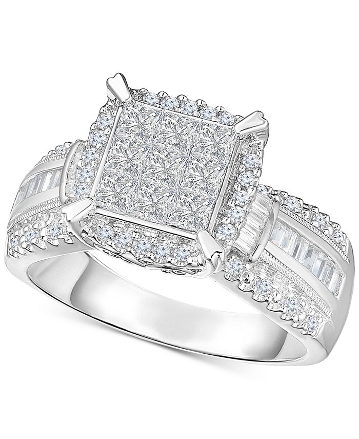 Macy's Diamond MultiShaped Stone Bridal Ring (1 ct. t.w.) in 14k White