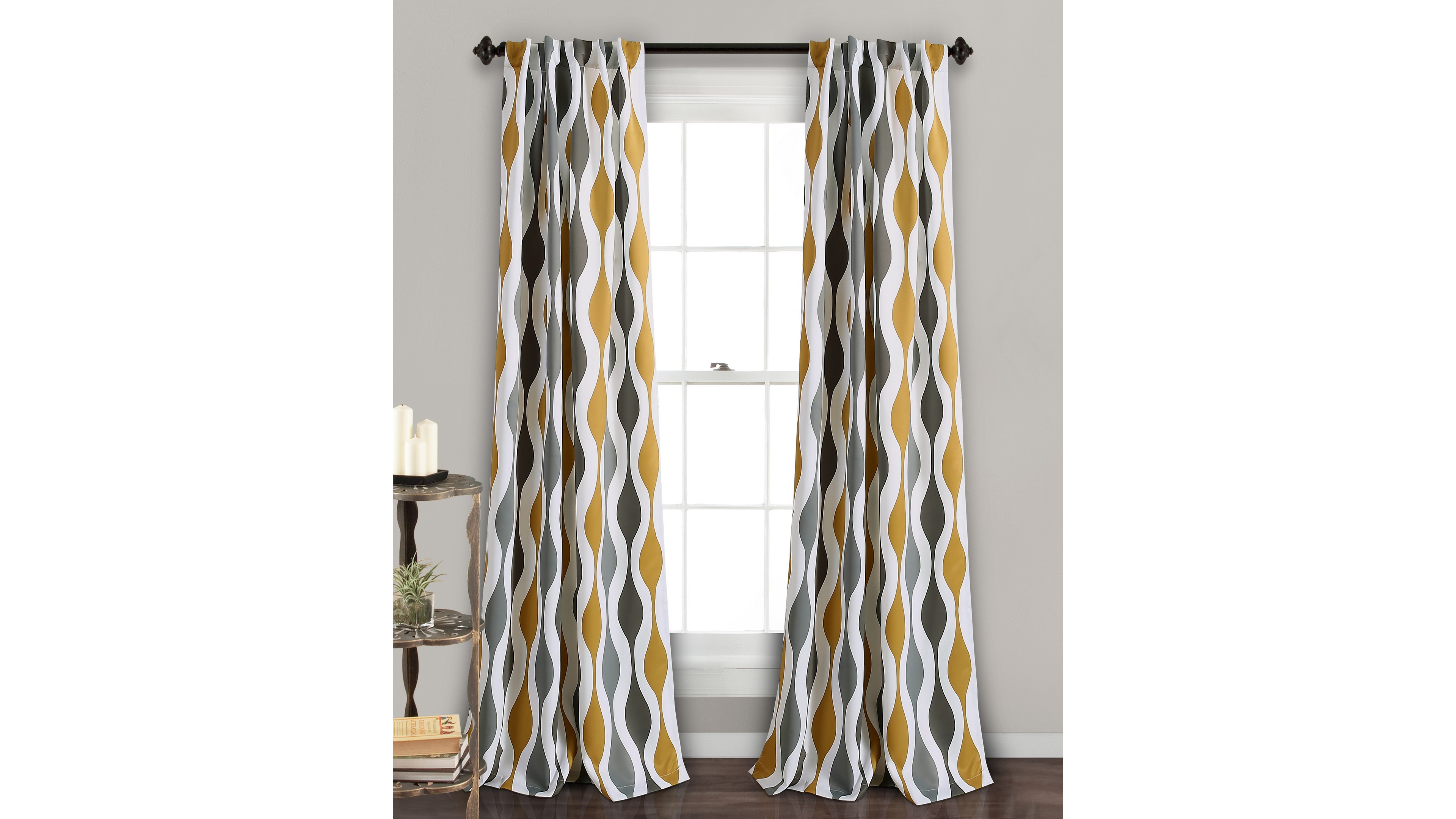 Lush Decor Mid Century Geo Room Darkening Window Curtain Panels Pair 52"W x 84"L
